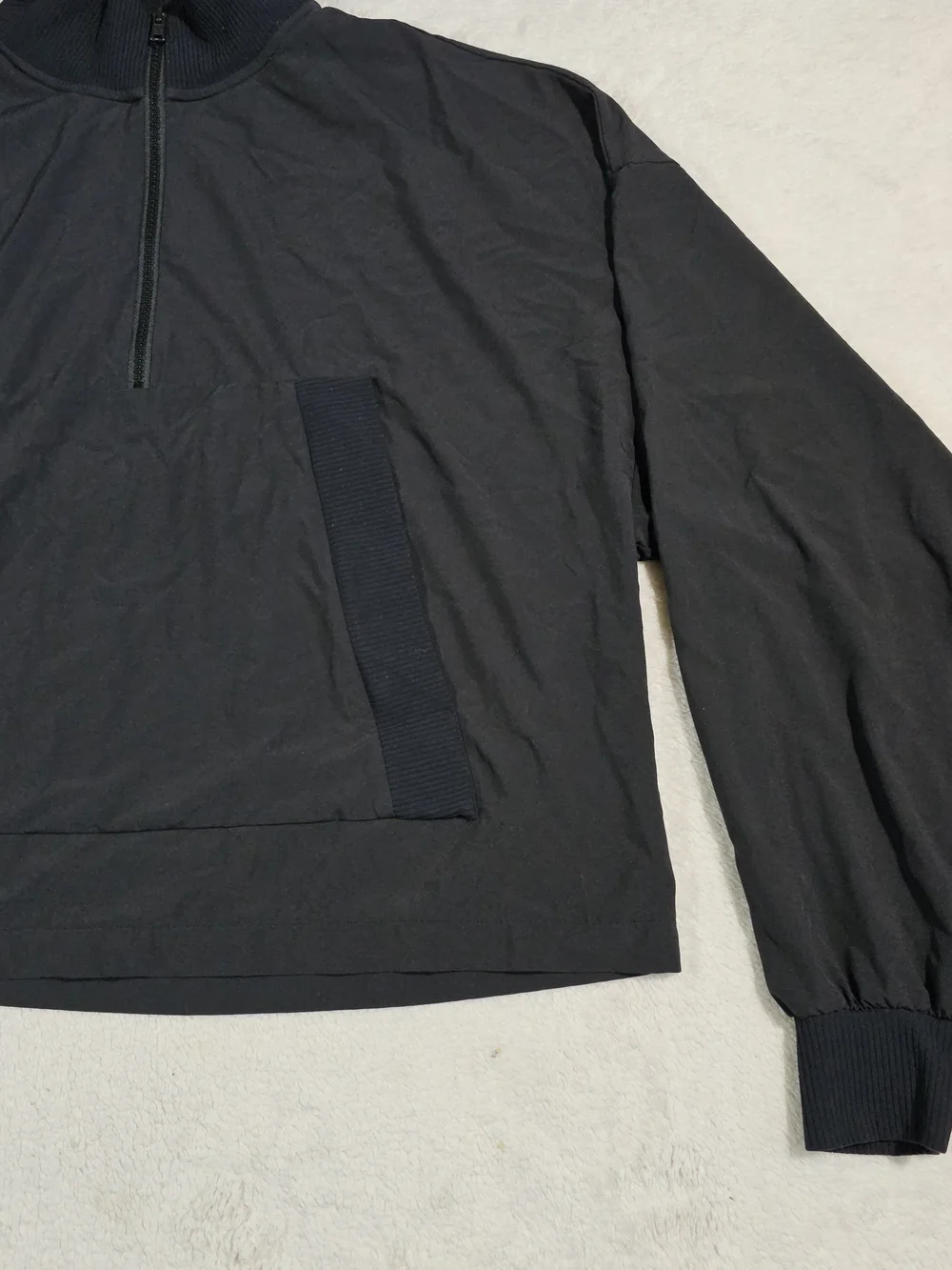 alo yoga Black Windbreaker Wide Relaxed Bomber Track Jacket S.
